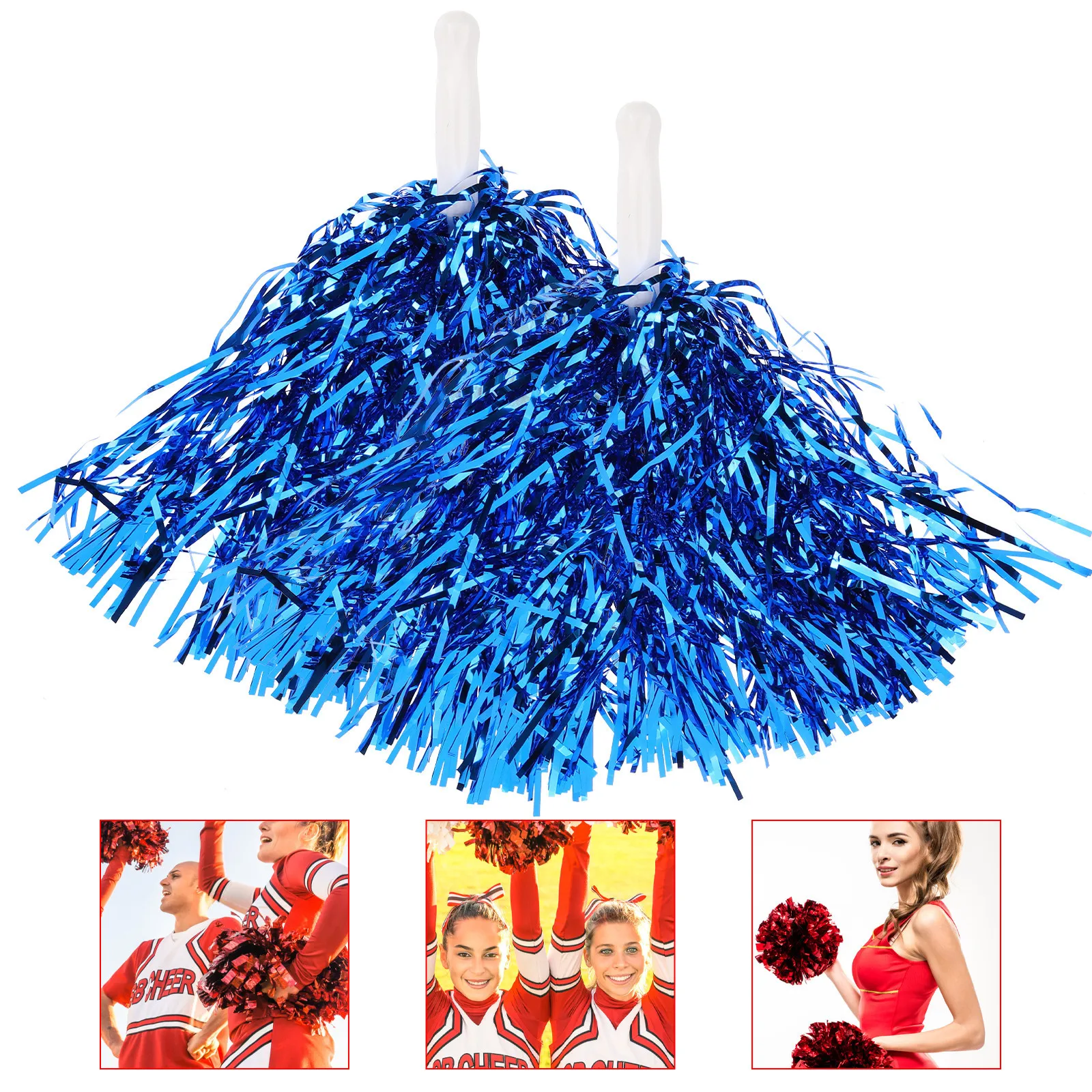 

24pcs Cheerleading Pom Poms Glossy Reusable Cheering Poms For Dance Party Sports Events Supplies
