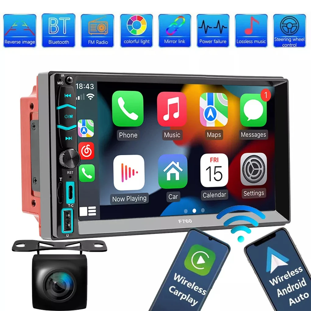 7 Inch Car Radi Carplay Auto MP5 Player F760 12LED Multimedia FM Aux Mirror Link Universal Autoradio Auto Audio Car Stereo