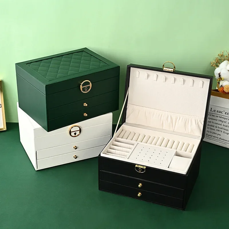Large Jewelry Storage Box, Multi-Layer Organizer for Watch, Necklace, Earring, Leather Packaging Display Box image 6