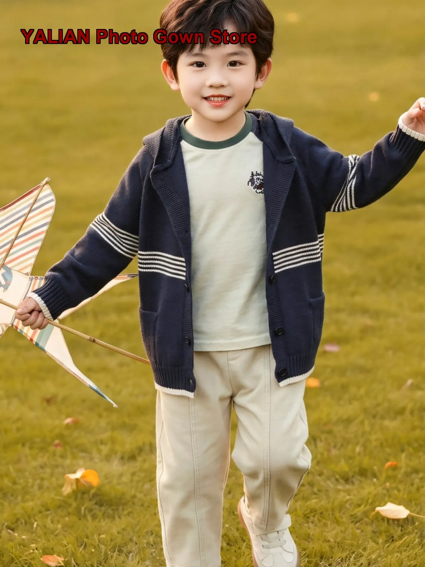 Boys Hooded Pullover Sweater Boys Autumn Striped Casual Style College Style Long Sleeves Little Kids