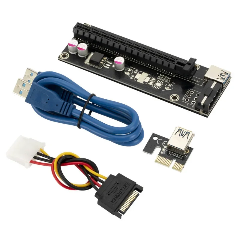 Ver006 PCI-E Adapter Card PCIE1X To 16X Large 4PIN/6PIN Image Adapter Board USB 3.0 Extension Cable For BTC Mining