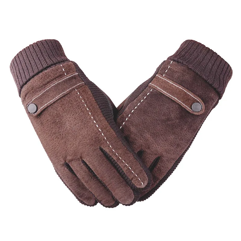 Cycling & Motorcycle Essential Men Winter Gloves, Thick Velvet Lined Windproof Anti-Slip Touch Screen Thermal Gloves