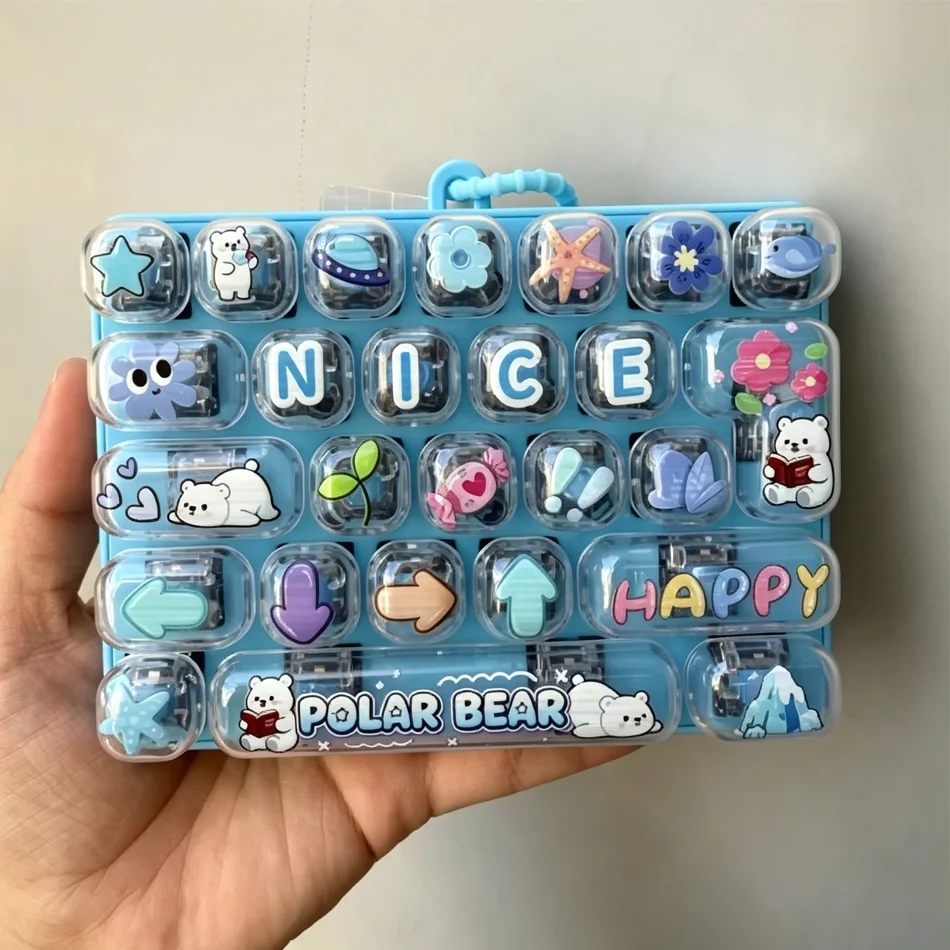 Funny 26‑Grid Keyboard Keycap Clicker Keychain, Sensory Fidget Push‑Squeeze Bag Charm, Birthday Gift for Girls