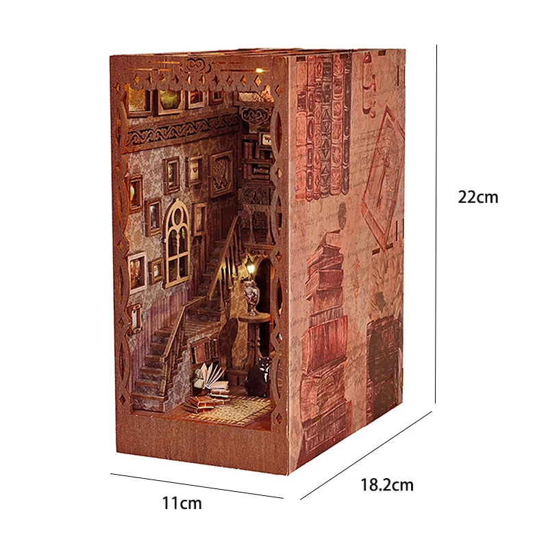 DIY Book Nook Kit 3D Wooden Miniature Dollhouses Puzzle Bookshelf Insert Decor With LED Light Building Model Toys For Gifts