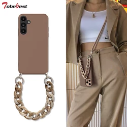 Crossbody Lanyard Necklace Marble Chain Silicone Case for Samsung Galaxy A04 A14 A24 A34 A54 4G 5G Coque Wrist Strap Cover
