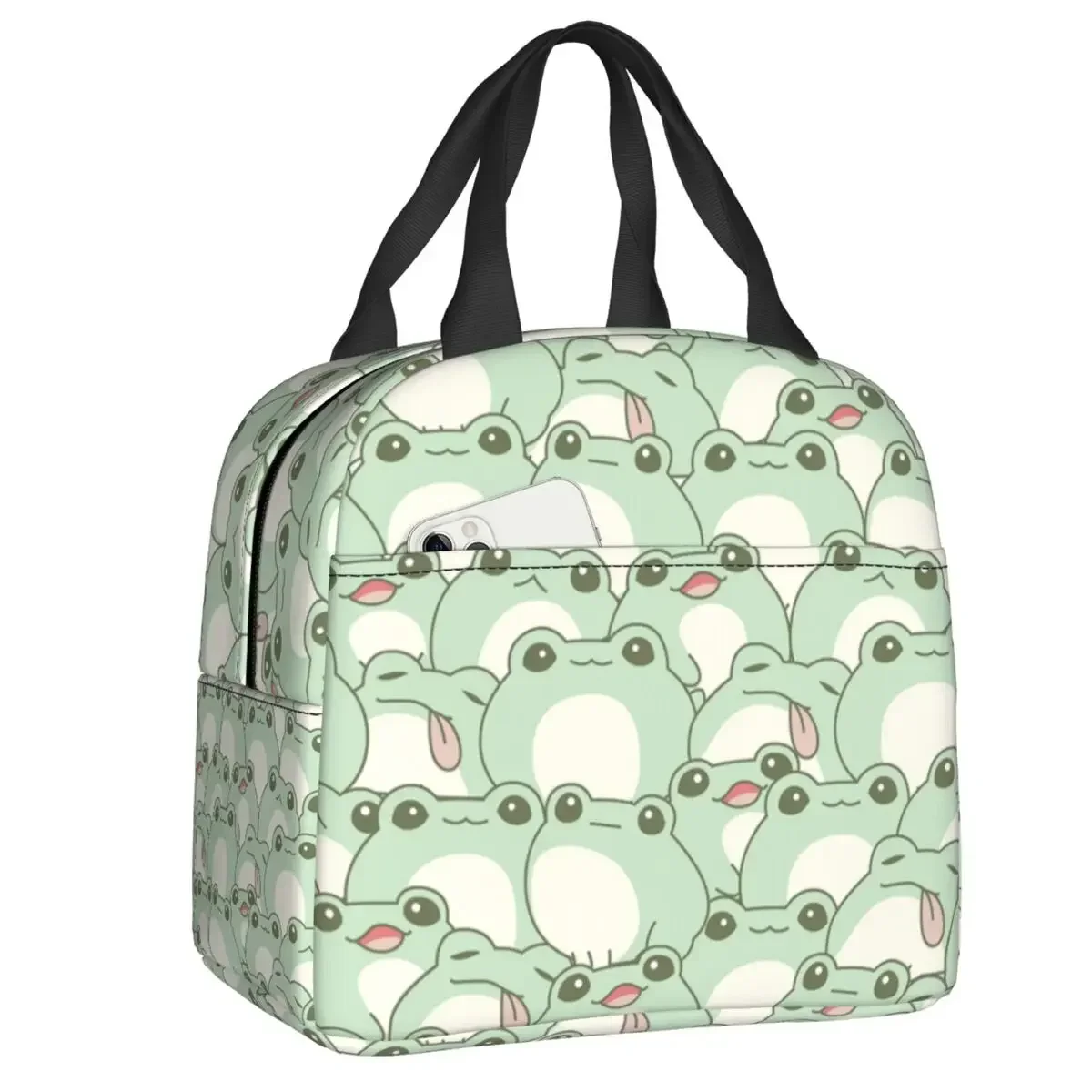 Custom Cute Frog Lunch Bag Hot Cold Snacks Insulated Lunch Box for Women Kids Work School Food Picnic Tote Bags