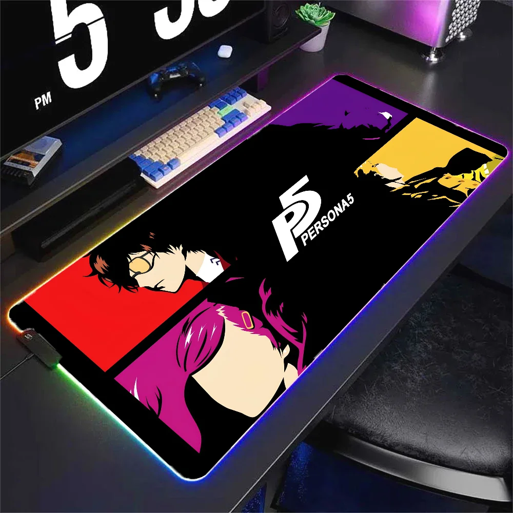 hot anime P-Persona 5  Mousepad XXL RGB Gaming Mouse Pads HD Black Gamer Accessories Large LED