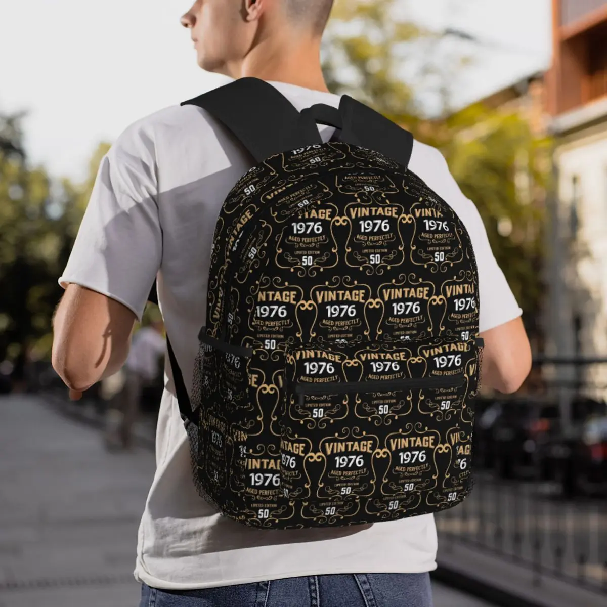 Vintage 1976 50 Years Aged Perfectly Gift Backpack Student BookBag Children School Bag Laptop Shoulder Bags for Men Women