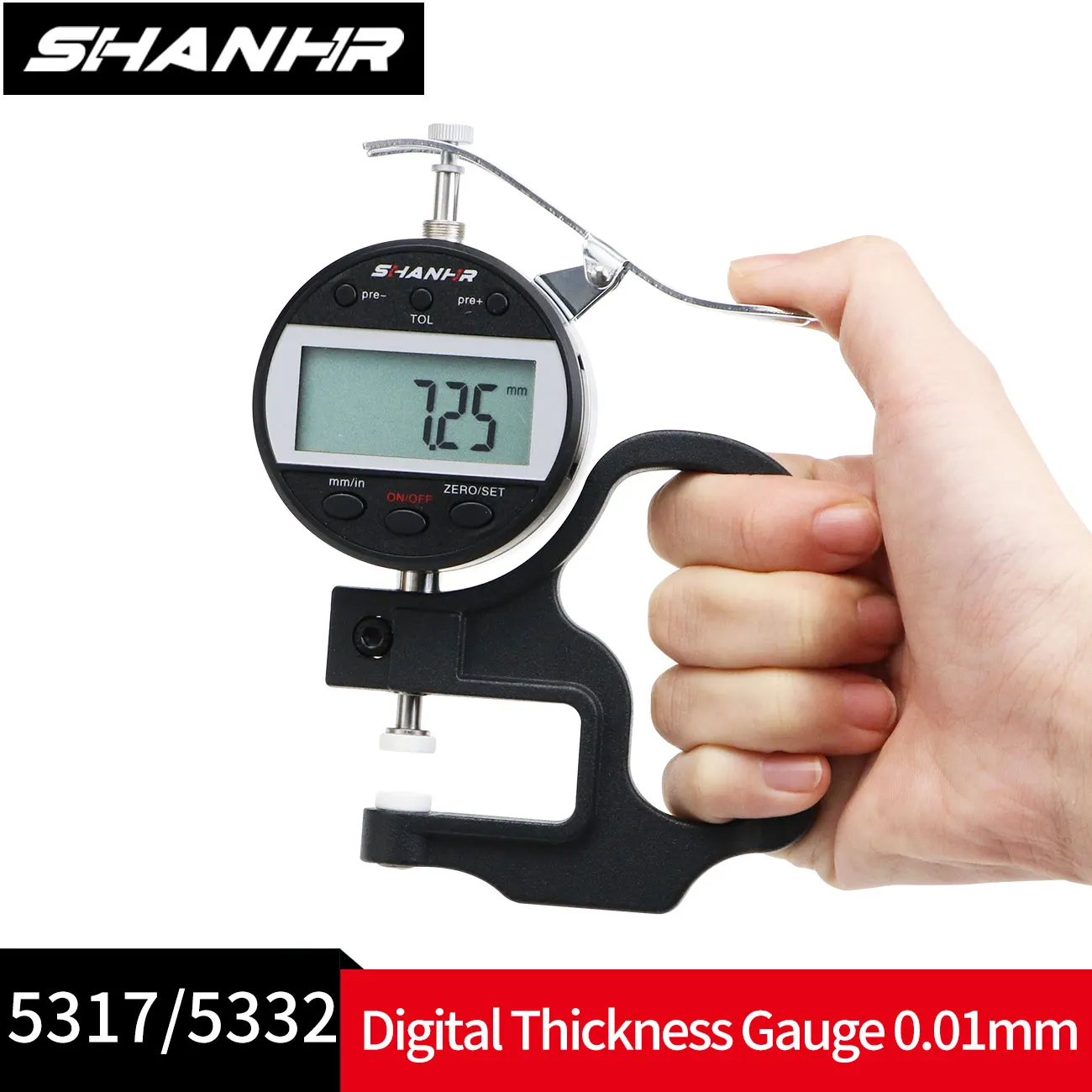 

Электронный толщиномер SHANHR 12.7мм/25.4мм для бумаги и пленки, точность 0.01мм