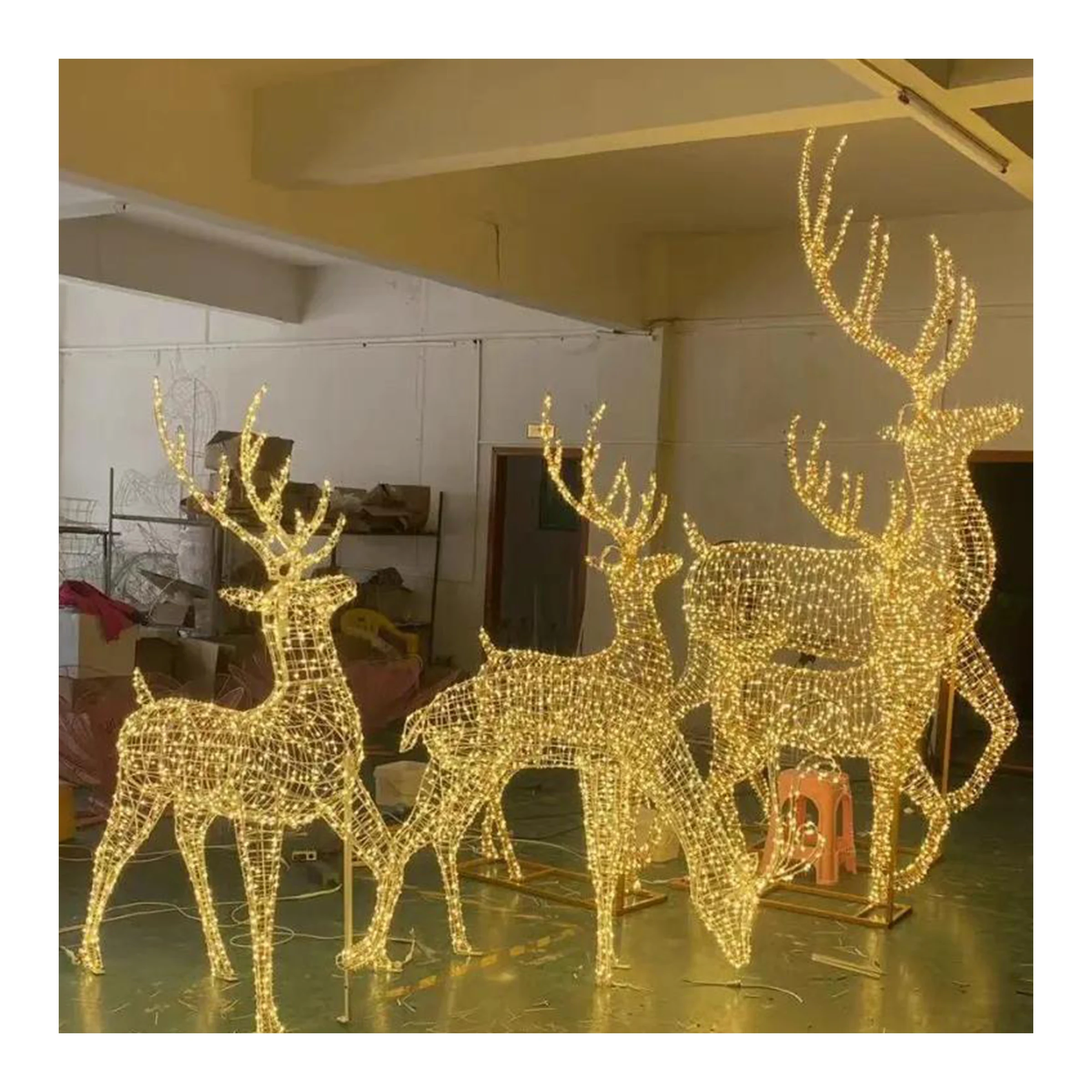 

IP65 Metal 3D Reindeer Shape LED Rope Lights Energy Saving Indoor Christmas Decor Wholesale Price for Outdoor Use