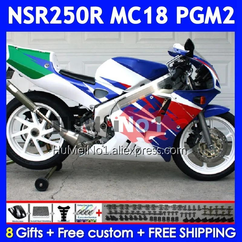 Blue White Body For HONDA NSR250R NS250 NSR 250 R NSR 250R 1988 1989 14No.0 MC16 MC18 PGM2 NSR250 RR NSR250RR 88 89 Fairings