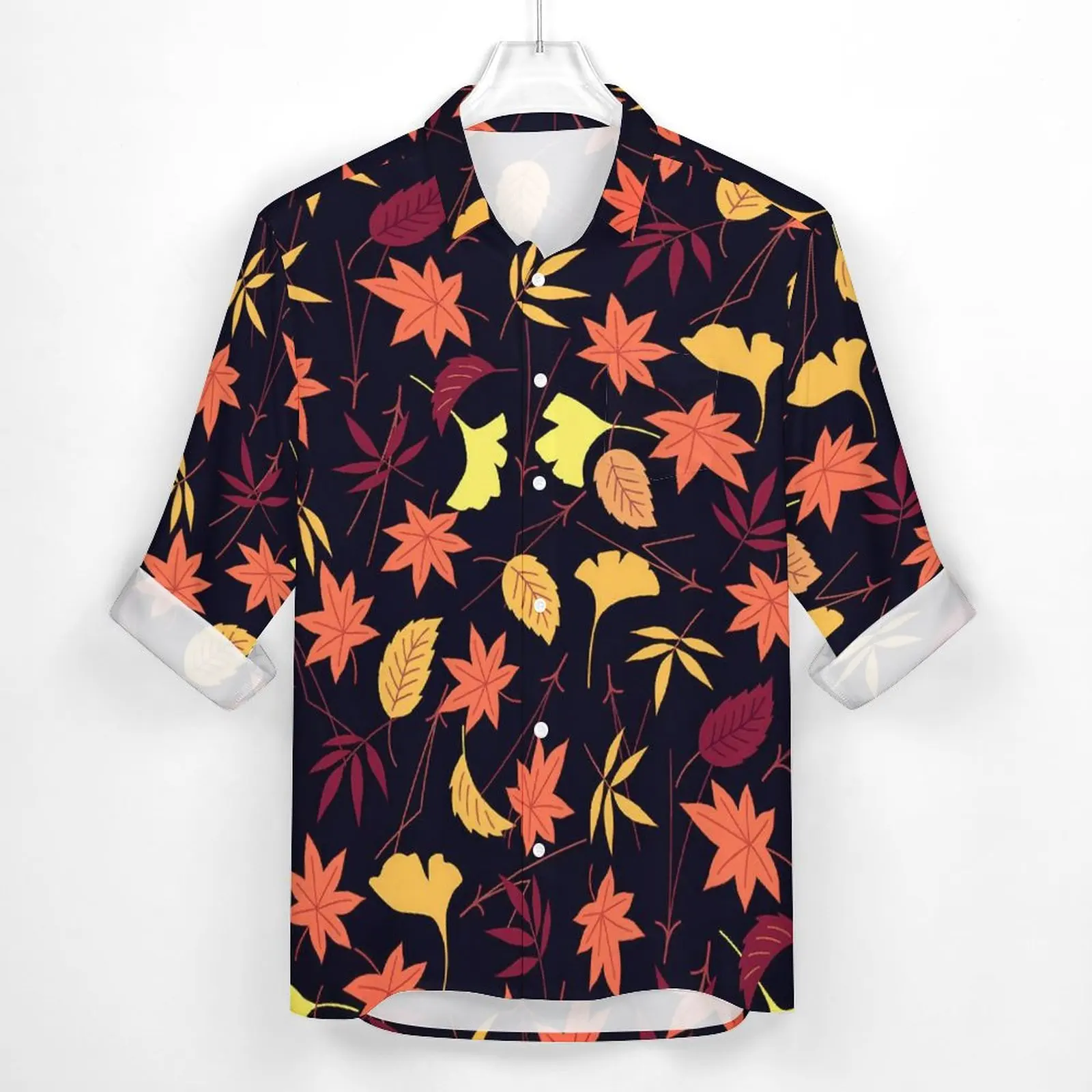 Falling Leaf Shirt Autumn Leaves Casual Shirts Long Sleeve Custom Aesthetic Blouses Spring Trendy Oversized Clothes