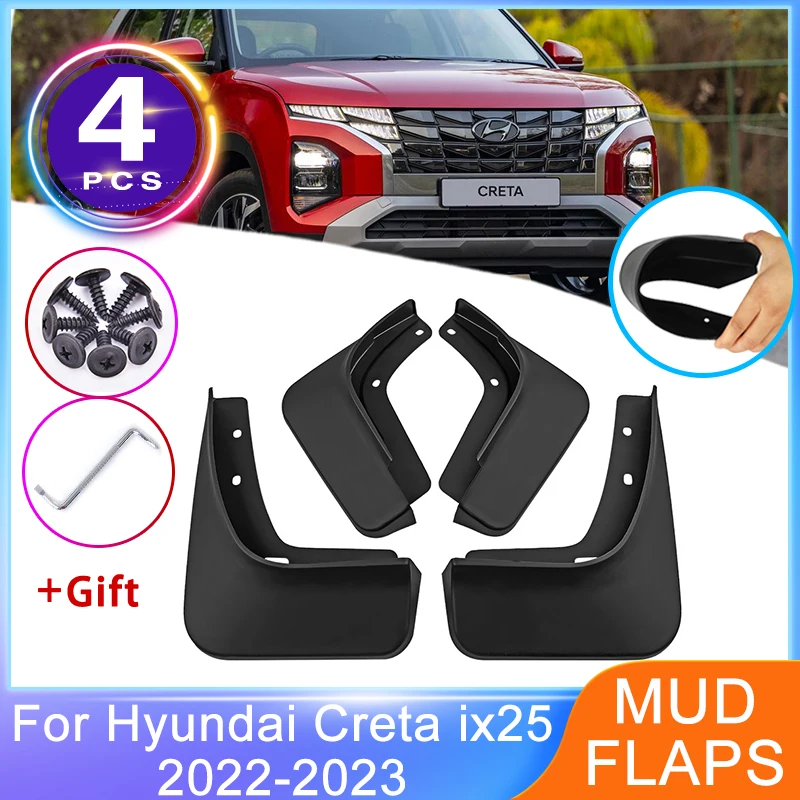 For Hyundai Creta ix25 MK2 SU2 2022 2023 Front Rear Mudguards Wheel Protector Splash Guards Car-styling Fender Upgrade MudFlaps