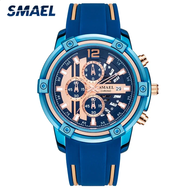 

SMAEL Top Luxury Brand Mens Sport Watch Fashion Blue Quartz Watches Men Date Waterproof Military Clock Man relogio masculino