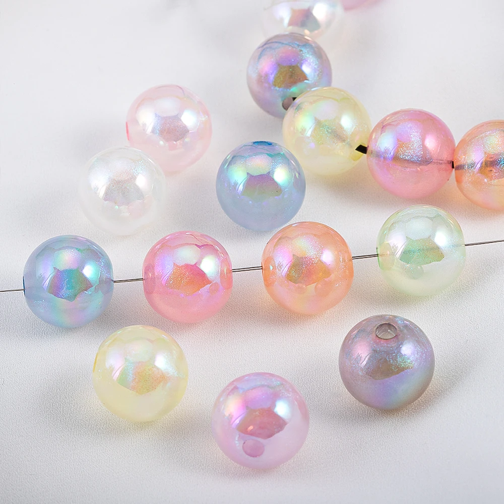 

20Pcs 15mm Round AB Colorful Acrylic Beads Loose Spacer Beads For Jewelry Making Diy Bracelet Handmade Accessories Wholesale