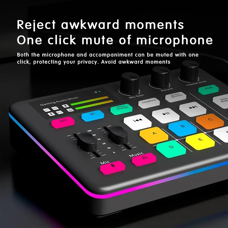 Interfaccia audio con mixer DJ Effetti scheda audio dal vivo e cambio voce Mixer compatibile BT per canto in streaming live 