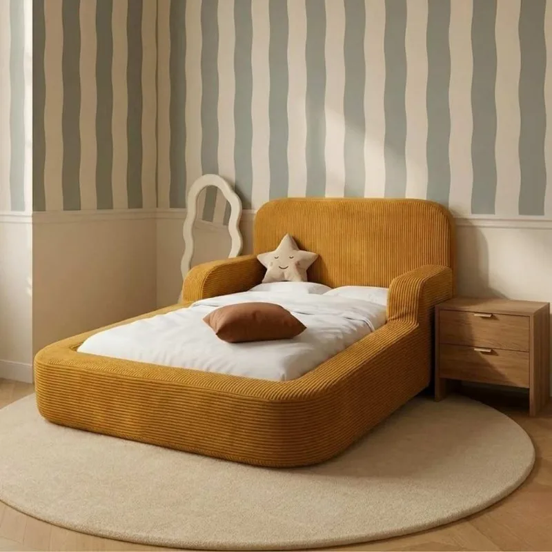 Hot Selling Foam Floor Bed Children's Bedroom Furniture Safety Children's Soft Frame Bed with Sponge Mattress Assembled