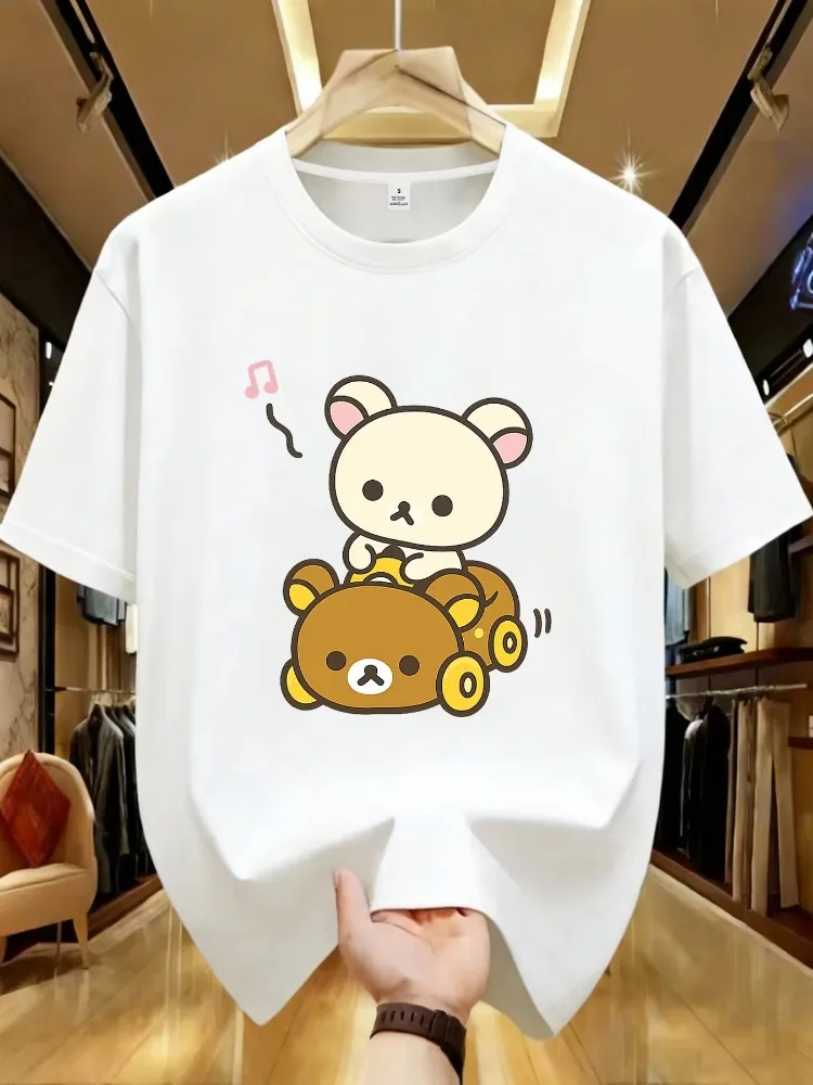 Korean Version Retro Minimalist Cat Printed Summer T-shirt Casual Loose Couple Thin Short Sleeves Women Men T Shirts Tops