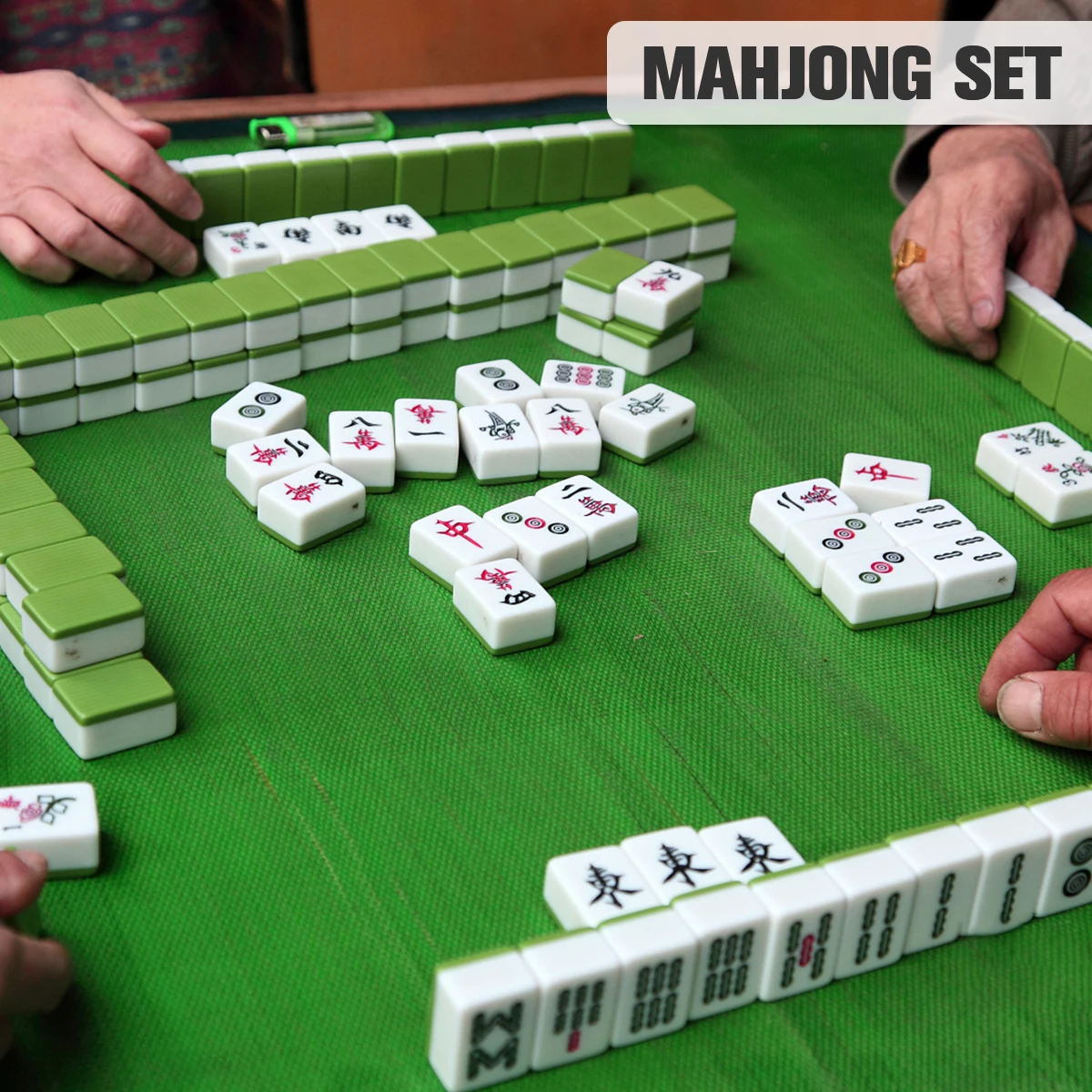 Mini Chinese Mahjong 144 Mahjong Tile Set with Mahjong Mat Travel Board Game Chinese Traditional Mahjong Games Lightweight 2023