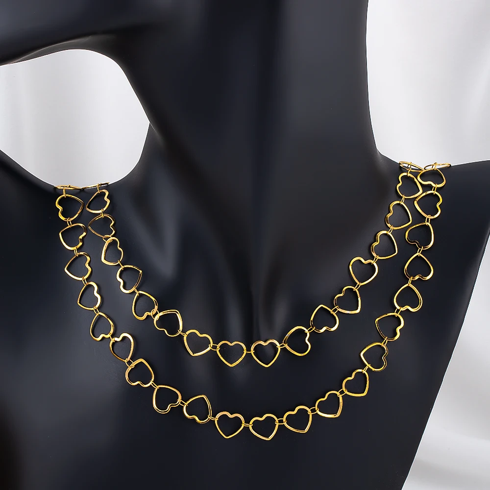 

No Fade 1M Stainless Steel Hollow Flat Love Heart Link Chains for Fashion Necklace Bracelet Jewelry Findings DIY Chain Component