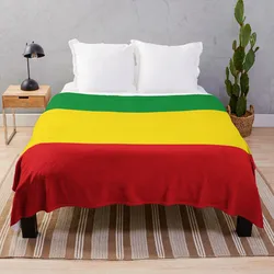 Reggae Rastafari Flag Throw Blanket, manta fina de guata, manta suave de felpa a cuadros