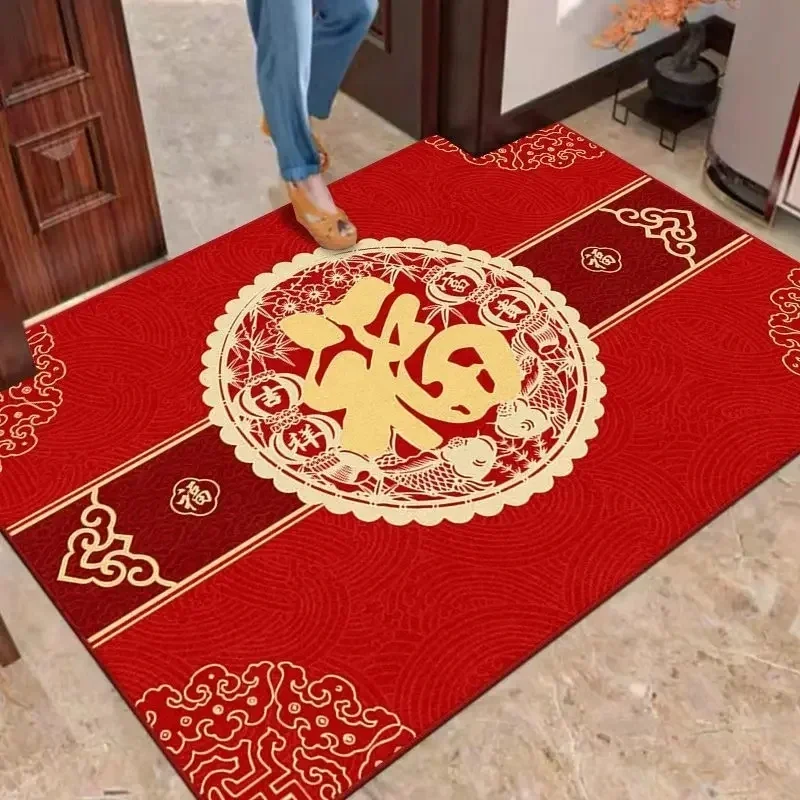 Chinese New Year Carpet New Year Decoration Chinese Entry and Exit Safety Auspicious Words Porch Rug Home Mat New Year Gifts