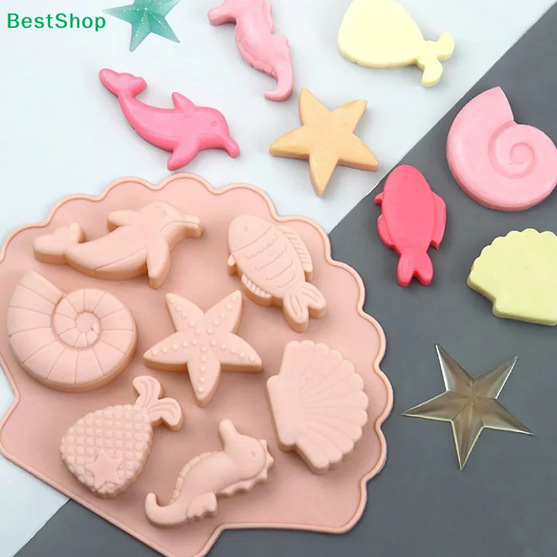 ★Under The Sea Silicone Chocolate Mold Ocean Marine Animal Dolphin Mermaid Tail Soap Mold Cake Decorating Tools Cupcake Topper