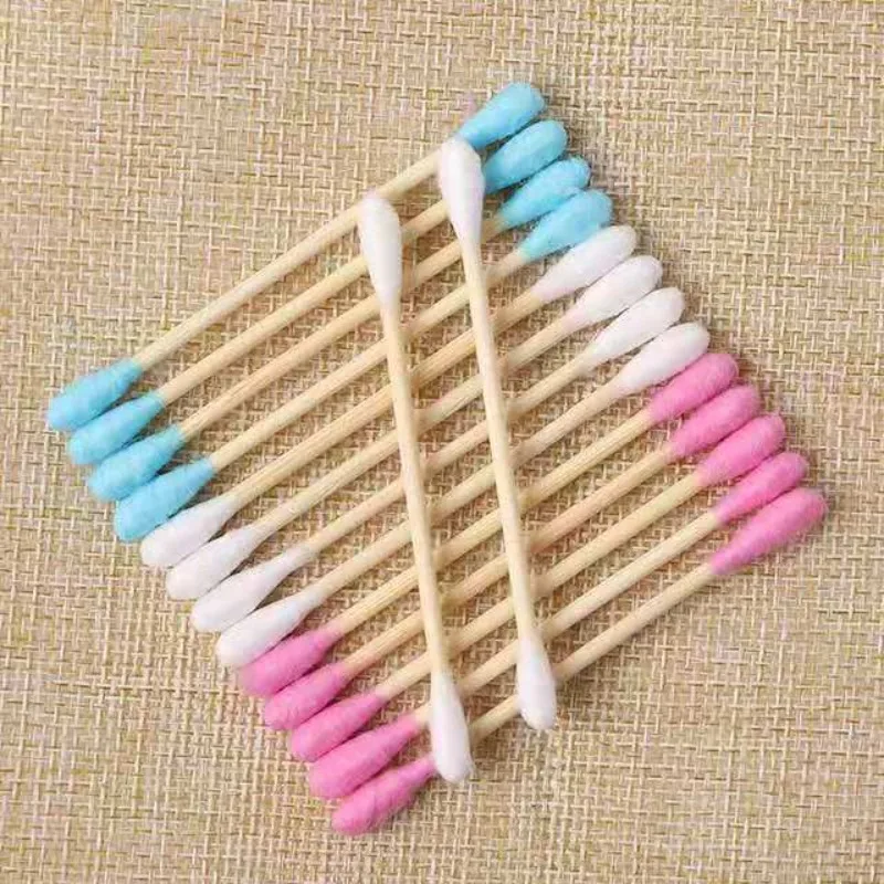 500Pcs/5Color Colorful Double-headed Cotton Swab Cleaning Sanitary Swabs for Make Up Remover Ears Cotton Swabs Cosmetic with Box