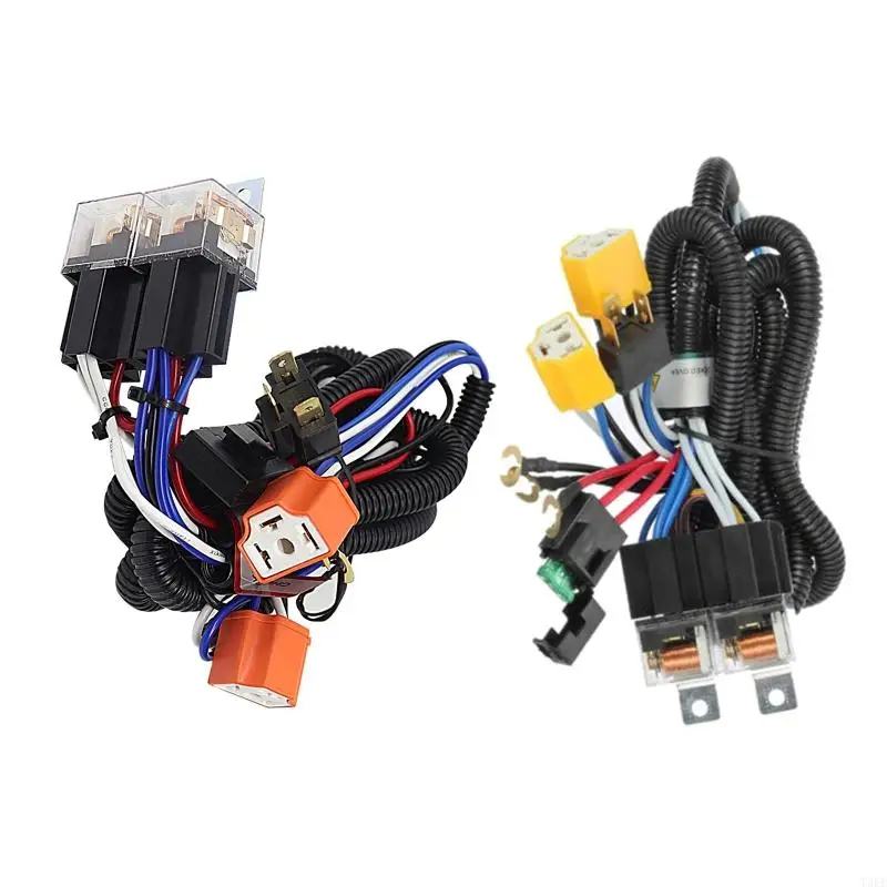 

T3EF Car Headlamp Harness Halogen Lamp Brightener Wiring Harness 12V/24V
