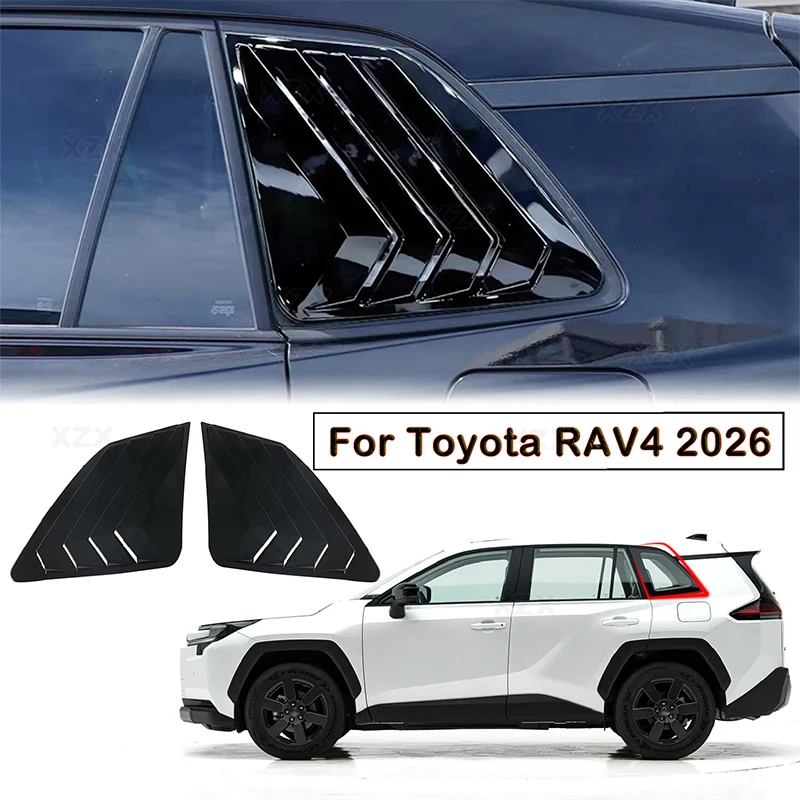For Toyota RAV4 XA60 Wildlander 2026 + ABS Carbon Glossy Black Car Rear Louver Window Side Shutter Cover Trim Sticker Vent Scoop
