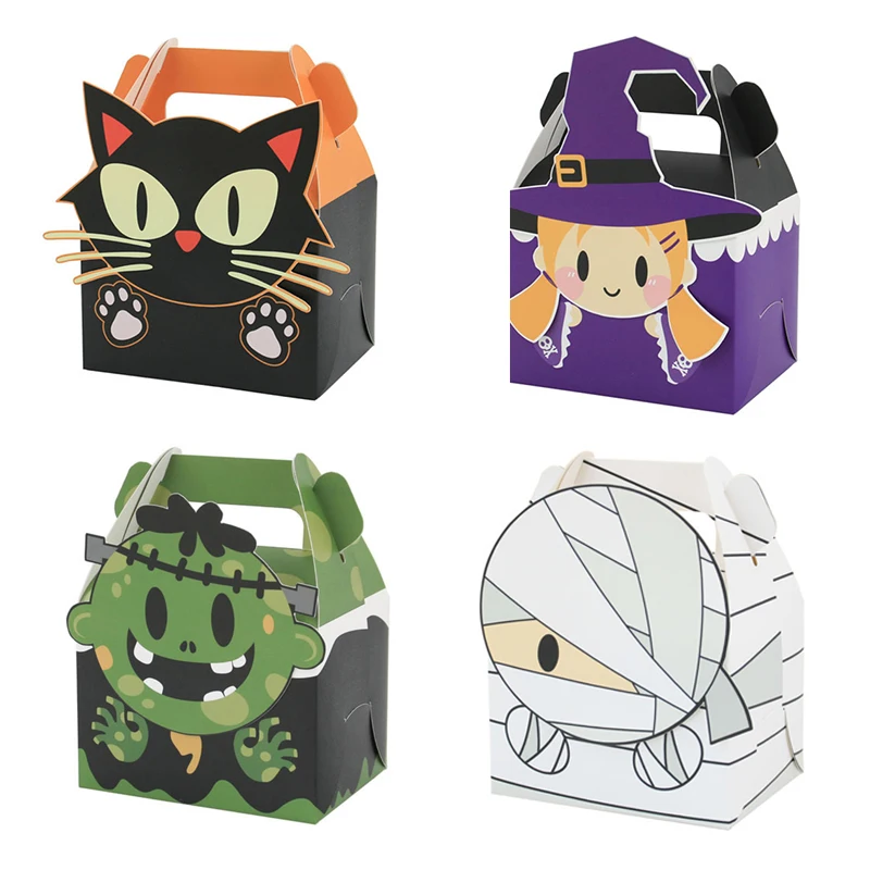 12/24pcs Halloween Papier Süßigkeiten Geschenk box Horror Geist Hexe Mumie Keks bevorzugen Geschenk verpackung Box Trick Halloween Party liefert – Detail 4