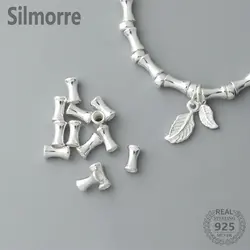 4pcs 925 Sterling Silver Bamboo Tube Spacer Beads for DIY Bracelet Necklace Making Fine Jewelry Finding