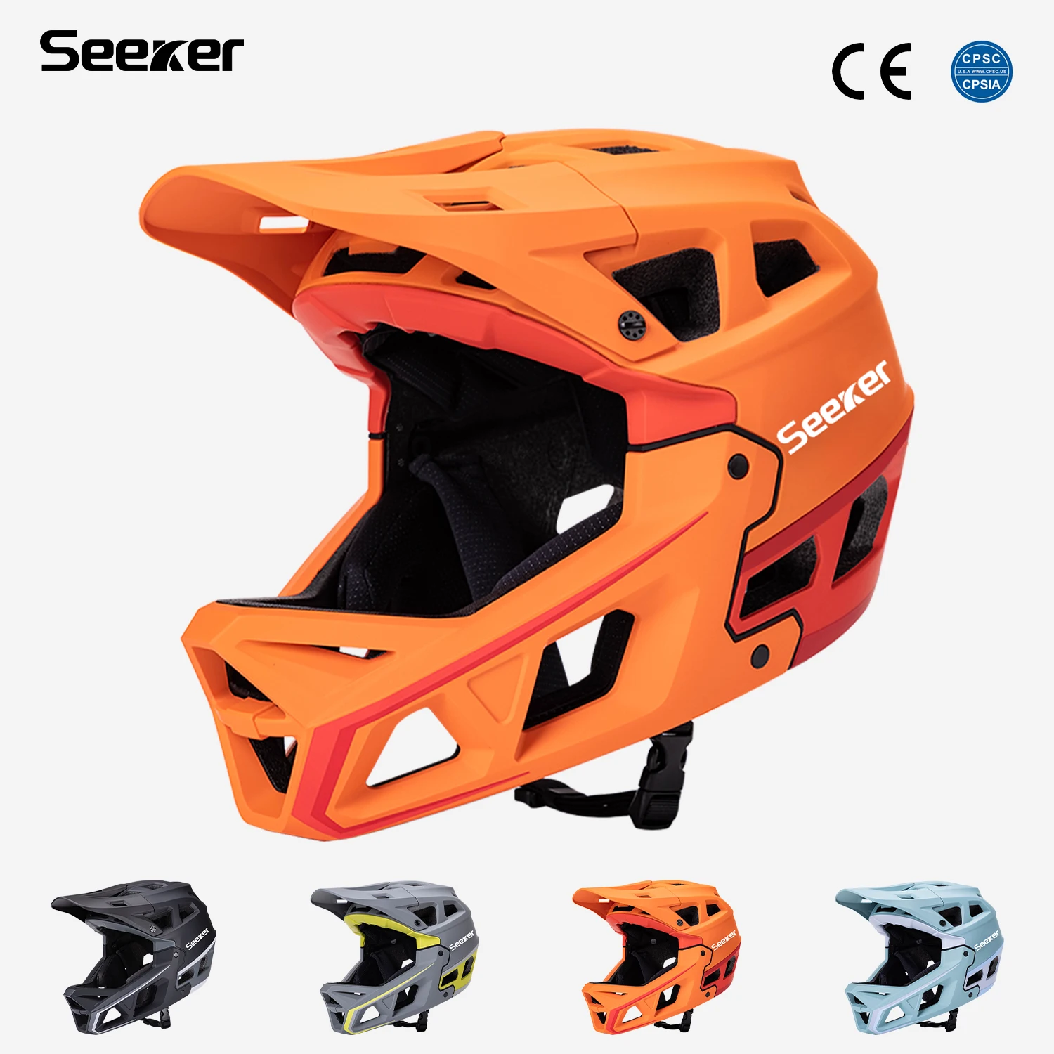 

SEEKER bicycle cross-country full-face mountain bike downhill protection helmet adult one-piece impact-resistant cycling helmet