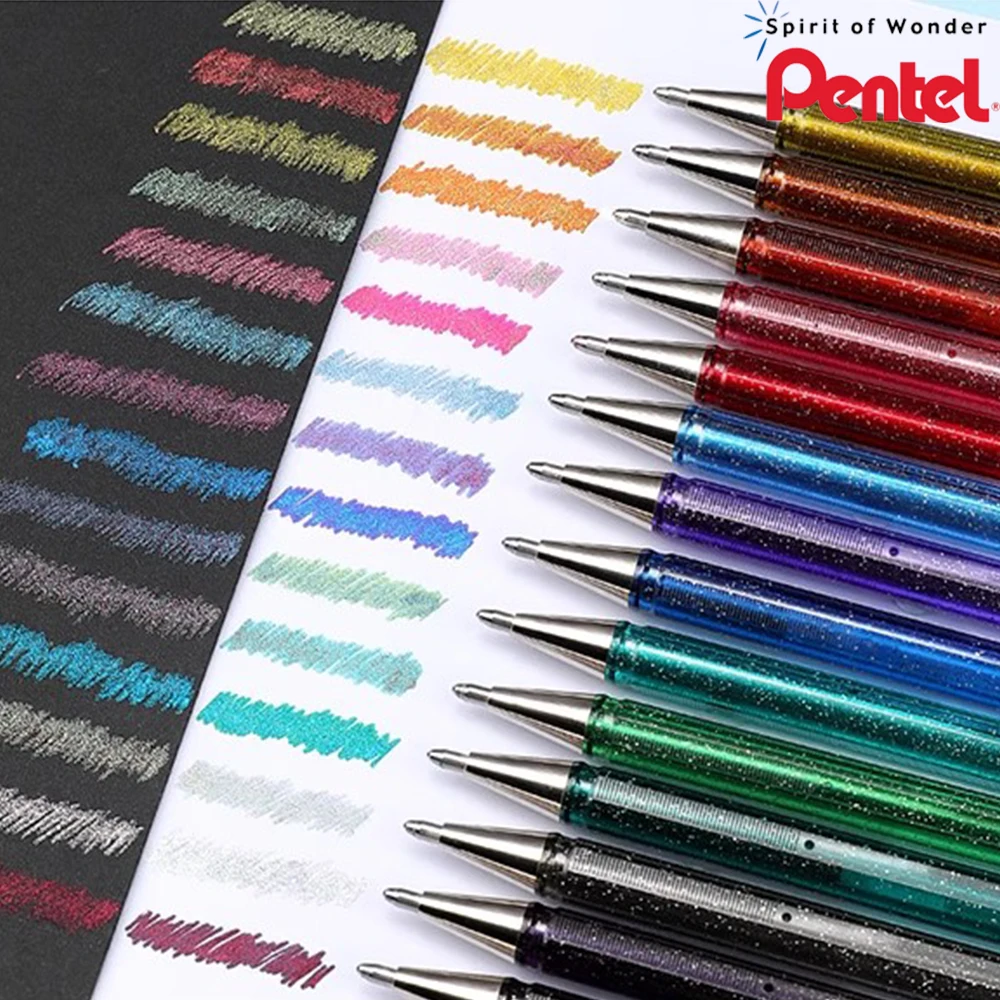 

Japan Pentel Glitter Pearl Gel Pen 1.0mm Color Gel Pen K110 Handbook Greeting Card DIY Decorative Highlighter Art Stationery