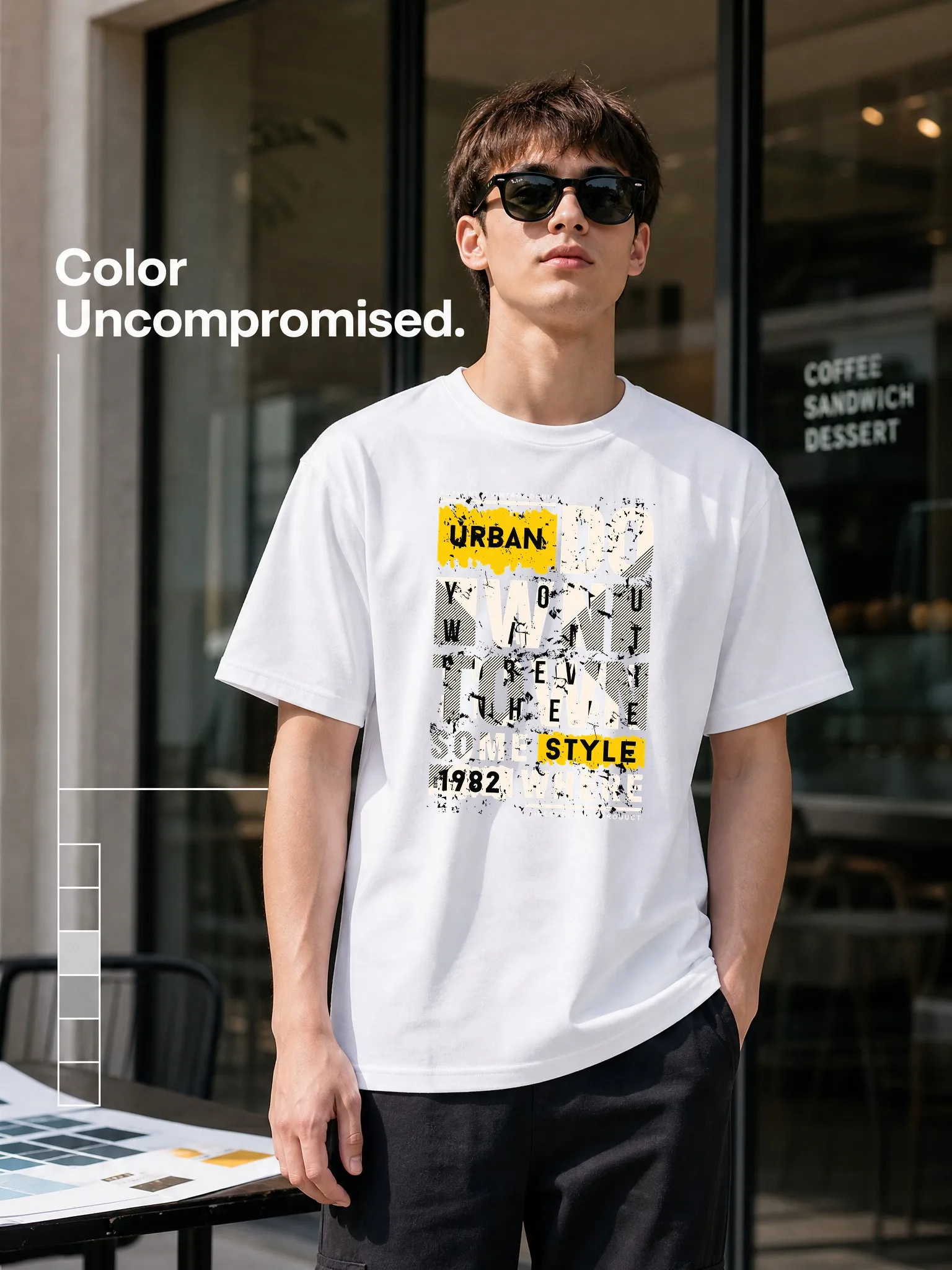 남성용 흰색 라운드넥 반팔 티셔츠, 도시적인 스타일의  - Street Fashion Urban 리뷰 및 가격
