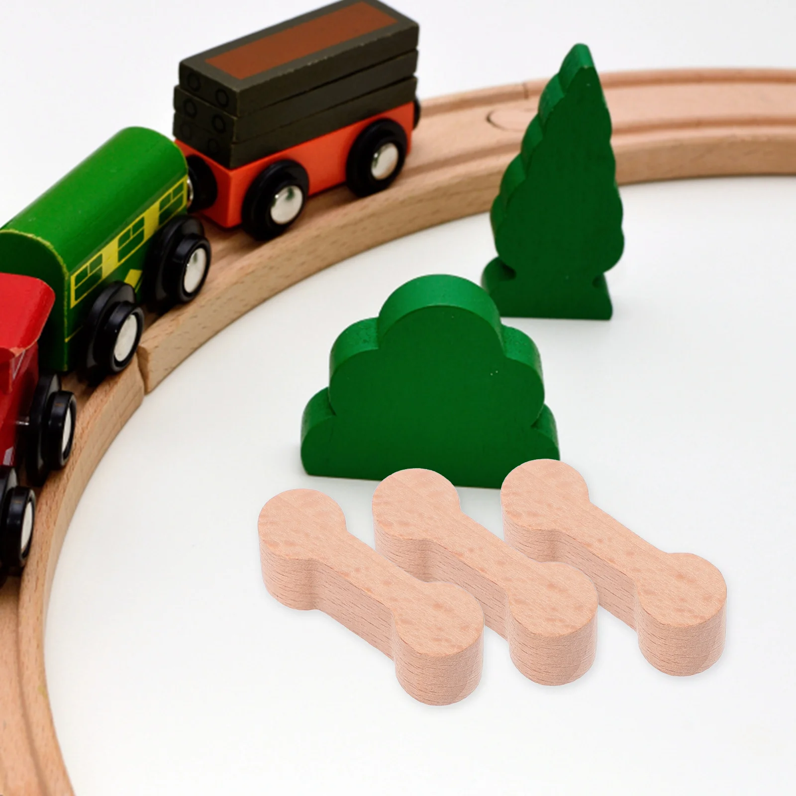 16 Pcs Wooden Track Accessories Decorative Train DIY Connector Simulation Rail Railway Model