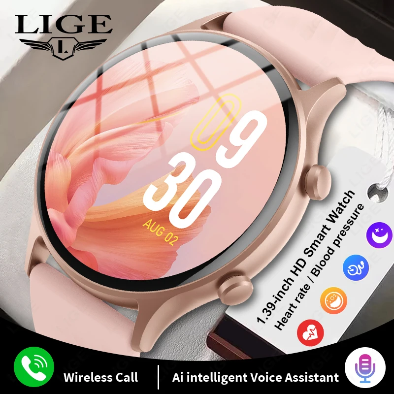 LIGE Women Smart Watch 360*360 Ultra HD Screen Custom Watch Face Bluetooth Call Voice Sleep Track Health Sport Smartwatch Women