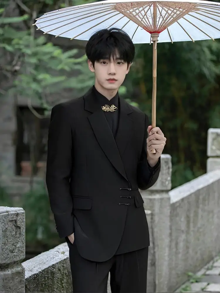 Abito da sposa cinese Sle Abbigliamento su misura da uomo Design con bottoni Cerimonia di fidanzamento Costume Tang di fascia alta Zhongan Jaet