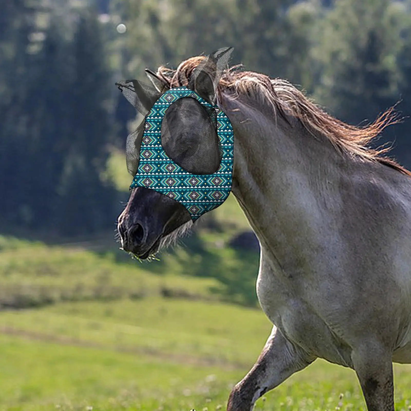 

Fly Cover For Horses Large Eyes Breathable Fly Cover For Horses Adjustable Mane Opening Equestrian Equipment UV Protection Pet