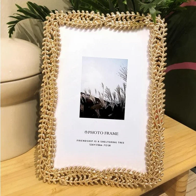 New 6/7inches Metal Picture Frames for picture gold portafoto for room desktop decoration