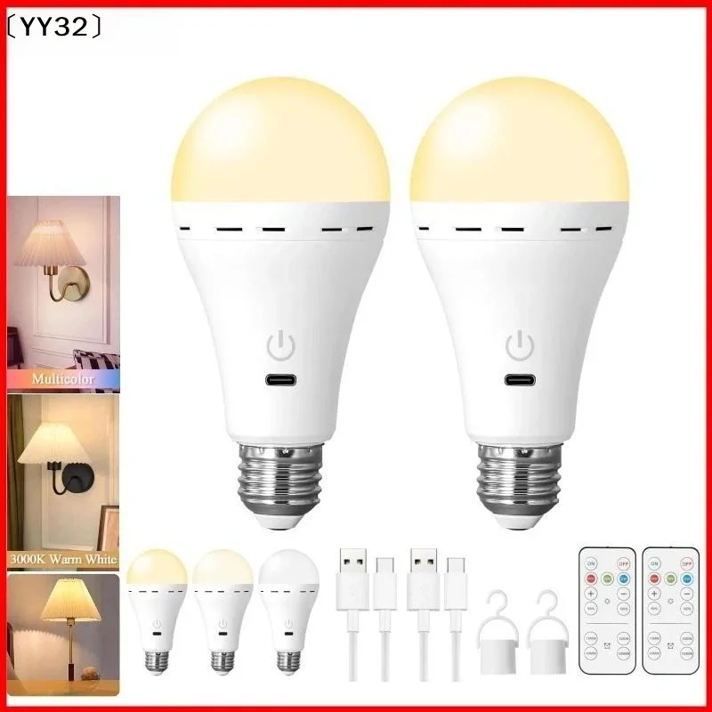 1 Set E27 Cordless Battery Operated Light Bulb Rechargeable Light Bulbs With Remote Control For Lamps 1200mAh/2000mAh〔YY32〕