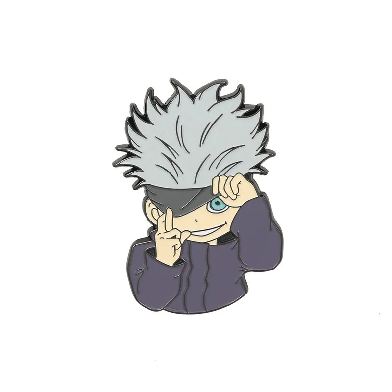 Gojo Satoru Itadori Yuji Enamel Pins Anime Role Eye Mask Figure Manga Brooches Badge Cartoon Jujutsu Cosplay Accessories Jewelry image 4