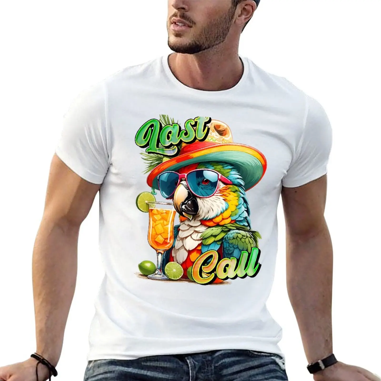 

Last call Cocktails Barten Colorful Parrot T-Shirt cotton t shirt pack man t shirts high quality luxury brand T-Shirt