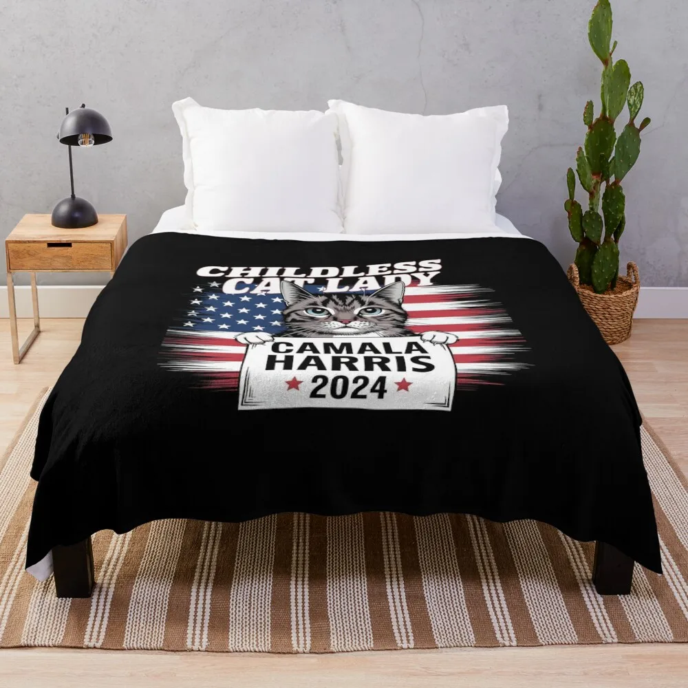 Childless Cat Lady - Kamala Harris 2024 Throw Blanket Blankets For Baby Blankets For Bed Decorative Beds Hairys Blankets