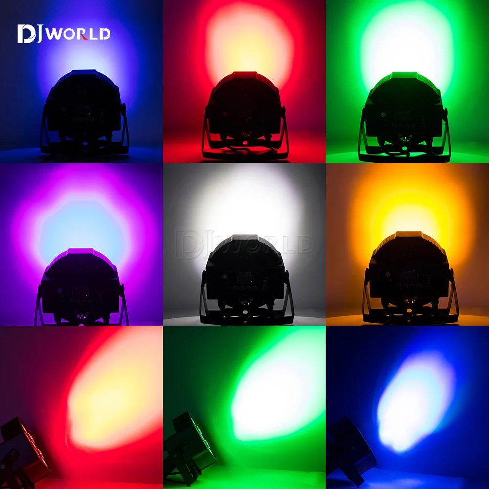 Imagem -05 - Led Flat Par Iluminação Dmx Controlador para Palco dj Disco Teatro Desempenho do Casamento Rgbwa Mais uv 7x18w 12 Pcs Profissional