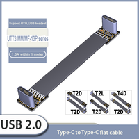 13P USB 2.0 Type C to Type C Cable Flat Data Sync Charging OTG Fold 90 Degree Male to Female Cord for FPV Aerial Photography