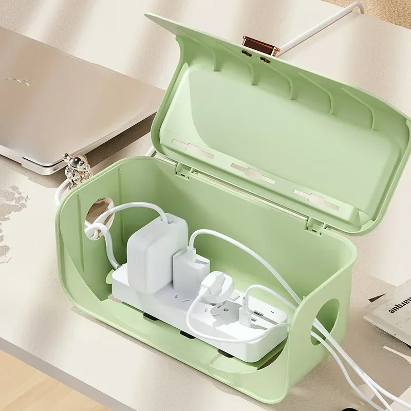 Wire Storage Boxes Household Power Cord Strip Plug Shielded Data Cable Socket Set Top Boxes Light Luxury Desktop Collection Box