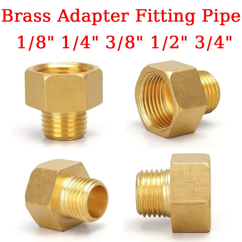 Brass Adapter Fitting Pipe 1/8 1/4 3/8 1/2 3/4 Pressure Gauge Conversion Copper Joint Brass Fitting Quick Coupler Adapter