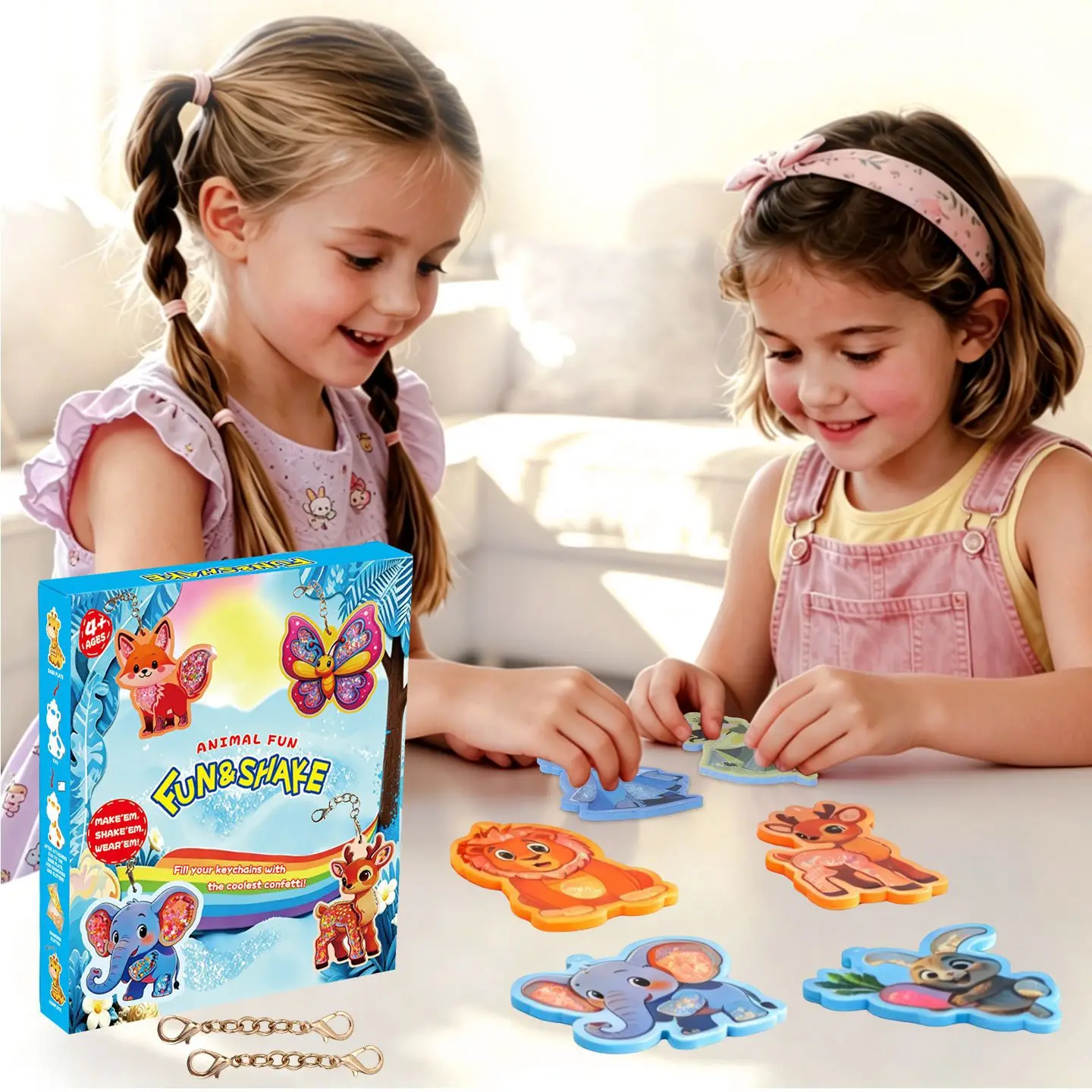 Children DIY Princess Shaker Charm Animal Ocean World Keychain Pendant Educational Toy Set for Kids Creative Play