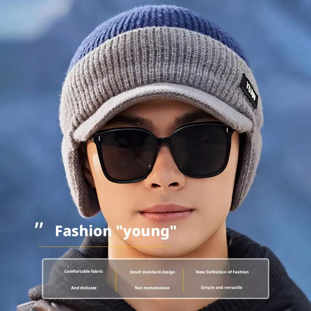 قبعة صغيرة محبوكة دافئة لعام 2025 مع حافة وأذن، قبعة بيريه دافئة مبطنة بالصوف للرجال والنساء، مناسبة للتنقل اليومي #5